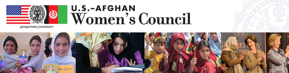 Gallery compilation of images, including three of young Afghan girls in school and one of Mrs. Laura Bush with a colleague.